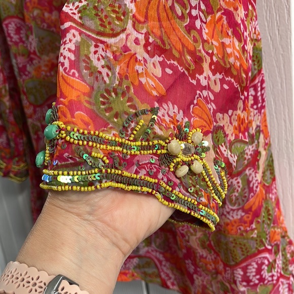 ☀️🏝️Raj India Silk Jewelled Beach Cover Medium - Picture 4 of 9